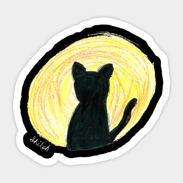 Black Cat by Shiloh - Homeschool Art Class 2021/22 Art Supplies Fundraiser Sticker by Steph Calvert Art